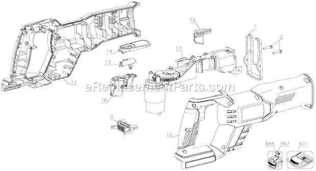 Page A Diagram and Parts List for PCL180RS Type 1 Porter Cable Reciprocating Saw